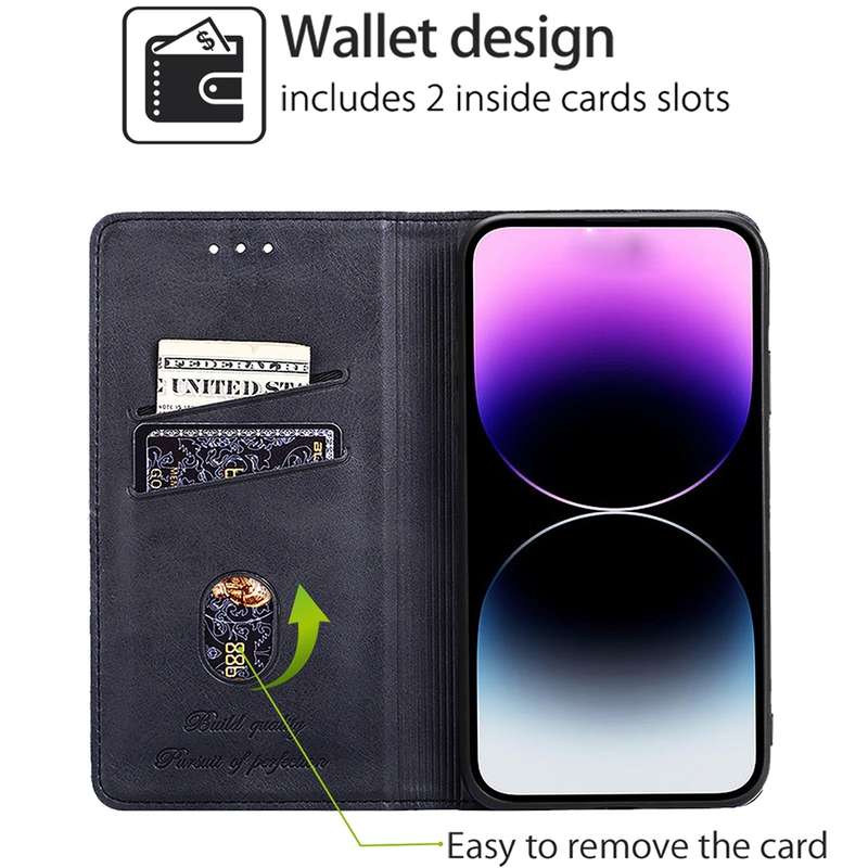 For iPhone 16 Pro Max Cow Texture Magnetic Leather Phone Case(Black)