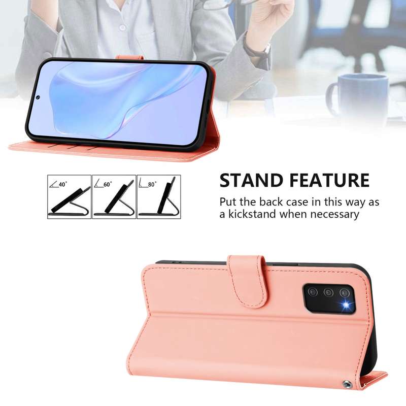 For Samsung Galaxy A03s 164mm Skin Feel Solid Color Leather Phone Case with Lanyard(Brown)