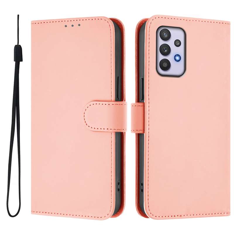 For Samsung Galaxy A32 5G / M32 5G Skin Feel Solid Color Leather Phone Case with Lanyard(Brown)