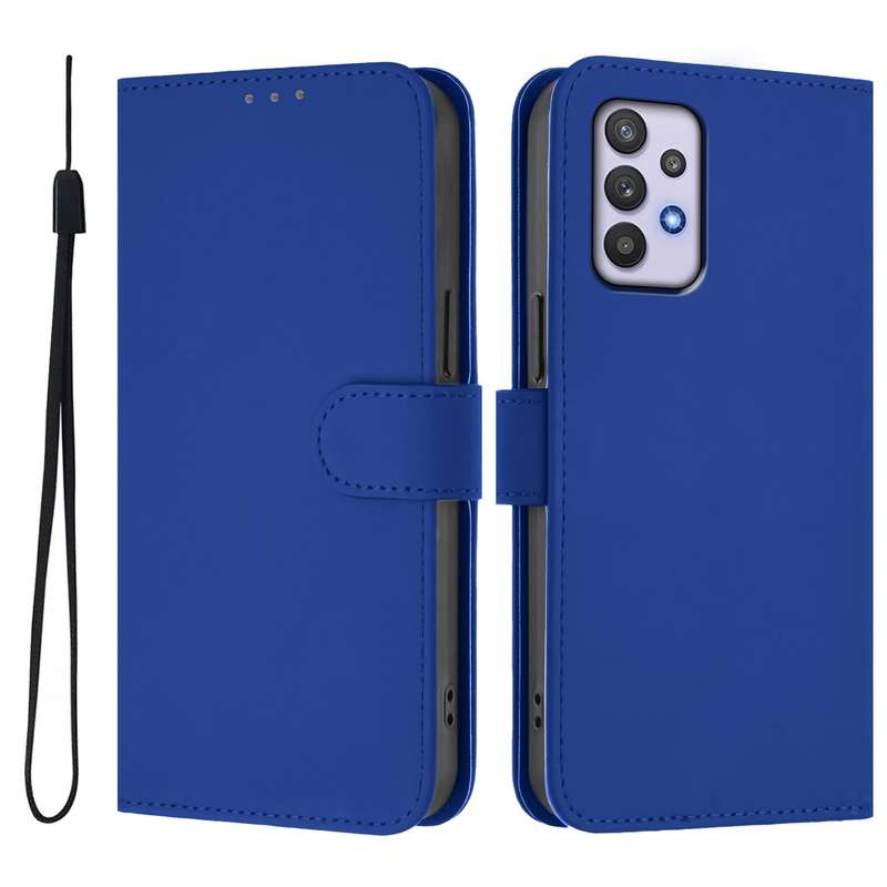 For Samsung Galaxy A32 5G / M32 5G Skin Feel Solid Color Leather Phone Case with Lanyard(Brown)