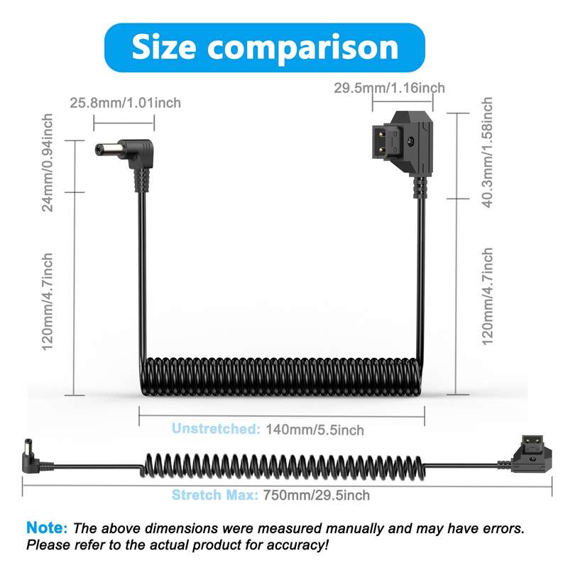 1.5m D-Tap B-Type Male to DC Adapter Monitor Cable(Black)