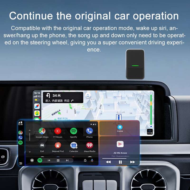 CarPlay and Android Auto Wireless Car Connectivity Box, Specification: Square(Black)