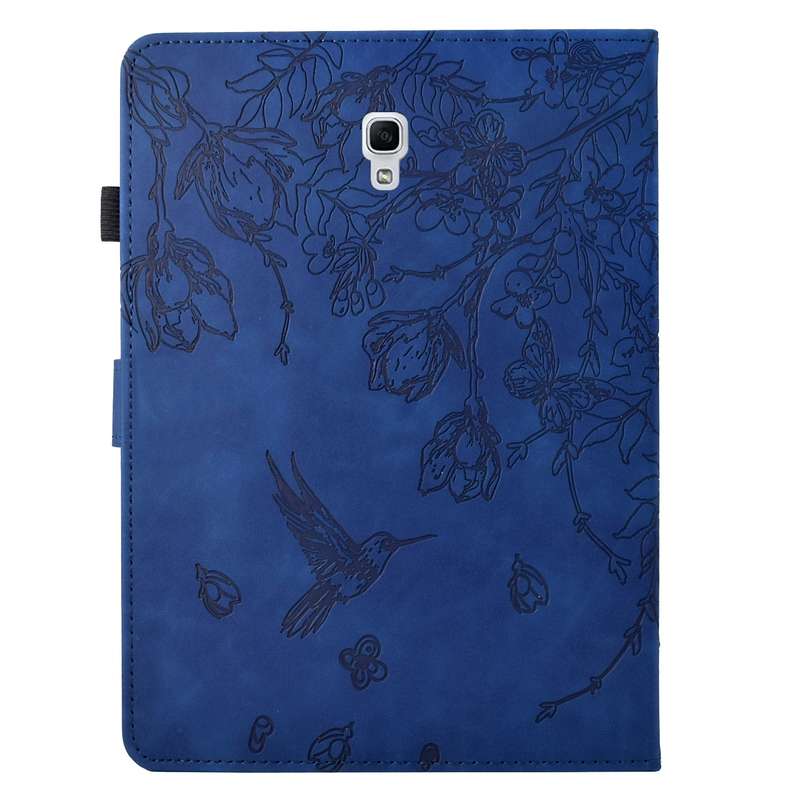 For Samsung Galaxy Tab A 10.5 T590 Flowers and Bird Embossed Smart Leather Tablet Case(Brown)