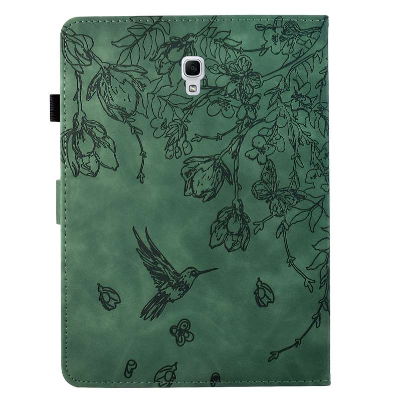 For Samsung Galaxy Tab A 10.5 T590 Flowers and Bird Embossed Smart Leather Tablet Case(Brown)