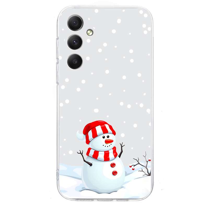 For Samsung Galaxy S25 5G Christmas Painted Pattern TPU Transparent Phone Case(Snowman)