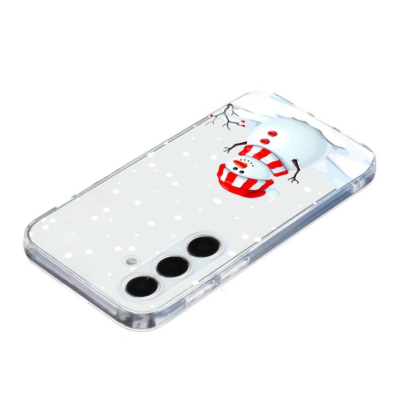 For Samsung Galaxy A35 5G Christmas Painted Pattern TPU Transparent Phone Case(Snowman)