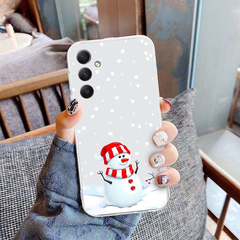 For Samsung Galaxy A35 5G Christmas Painted Pattern TPU Transparent Phone Case(Snowman)