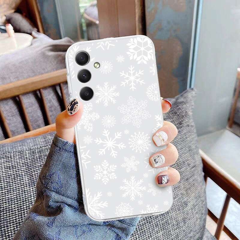 For Samsung Galaxy A35 5G Christmas Painted Pattern TPU Transparent Phone Case(Snowman)