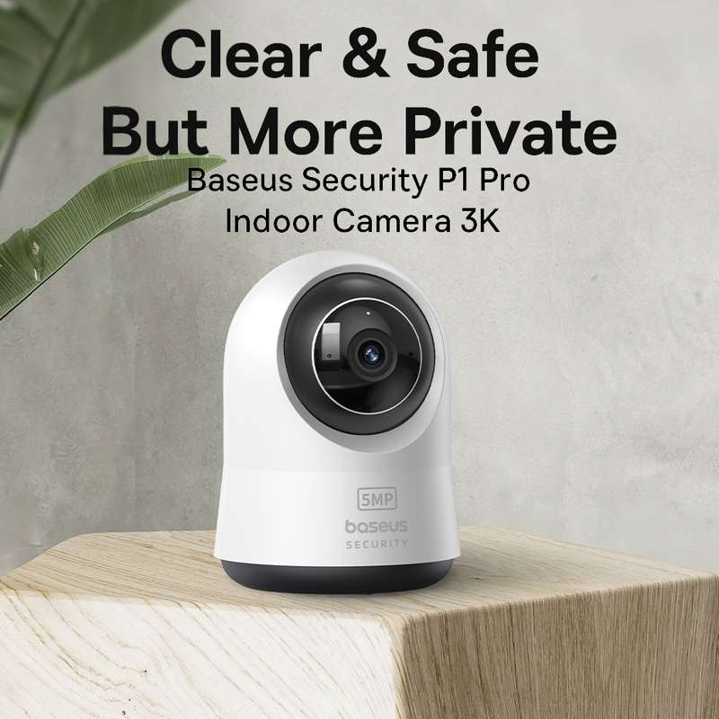Baseus Security P1 Pro 5MP Indoor Smart WiFi Security Camera, Plug Type:EU Plug(White)