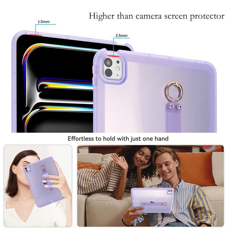 For iPad Air 3 10.5 2019 Wristband Holder PC Hybrid TPU Soft Tablet Case(Pink)