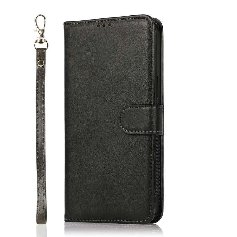 For iPhone 16 Calf Texture 2 in 1 Detachable Magnetic Back Cover Leather Case(Black)