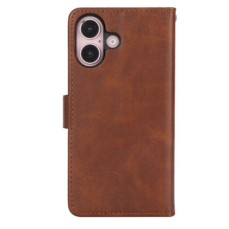 For iPhone 16 Calf Texture 2 in 1 Detachable Magnetic Back Cover Leather Case(Black)