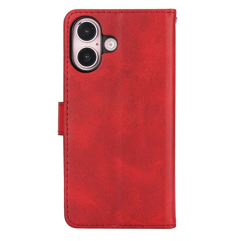 For iPhone 16 Calf Texture 2 in 1 Detachable Magnetic Back Cover Leather Case(Black)