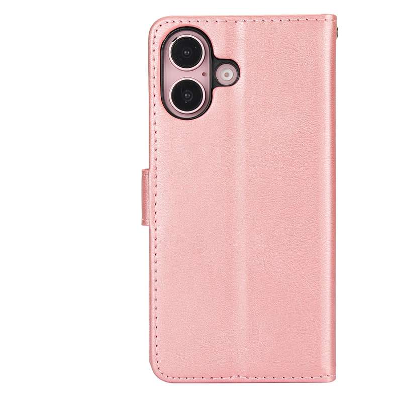 For iPhone 16 Calf Texture 2 in 1 Detachable Magnetic Back Cover Leather Case(Black)