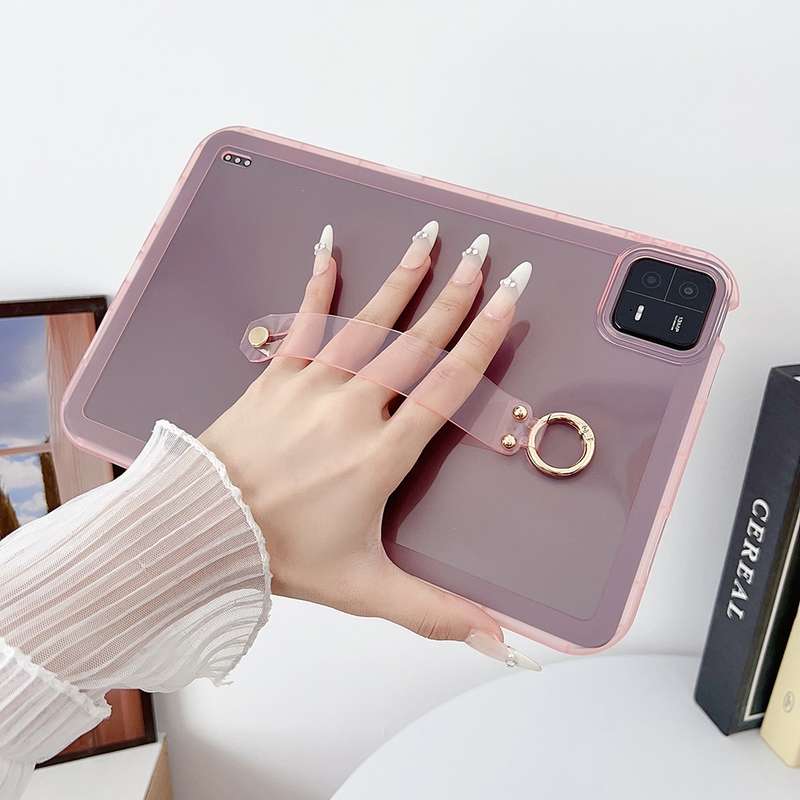 For Xiaomi Redmi Pad SE Wristband Holder PC Hybrid TPU Soft Tablet Case(Pink)