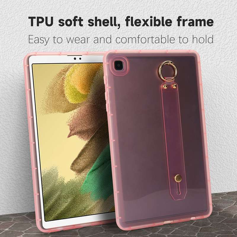 For Samsung Galaxy Tab S9 / S8 / S7 Wristband Holder PC Hybrid TPU Soft Tablet Case(Pink)