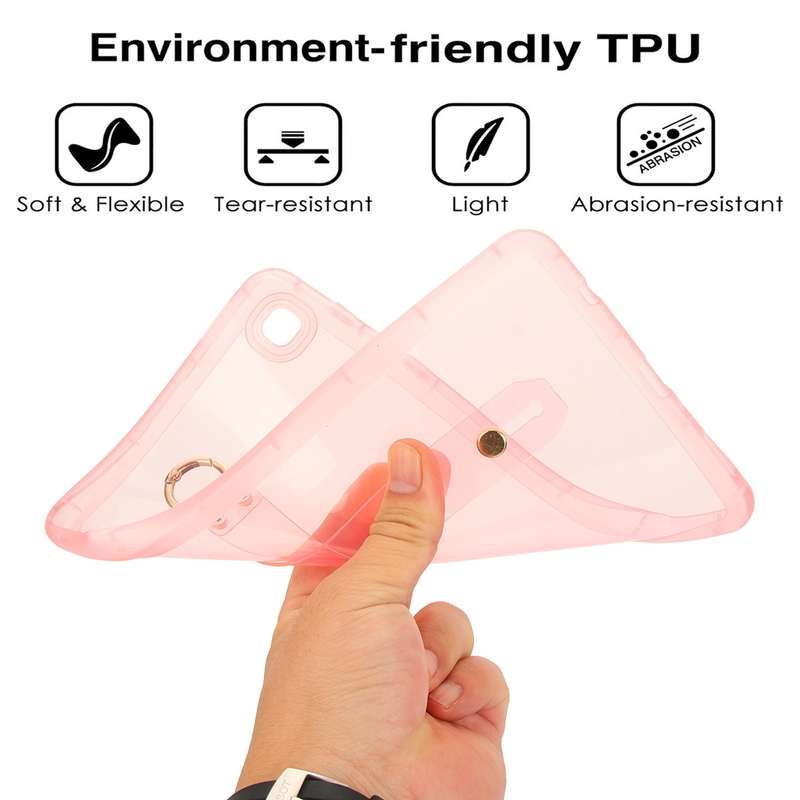 For Samsung Galaxy Tab S9 / S8 / S7 Wristband Holder PC Hybrid TPU Soft Tablet Case(Pink)