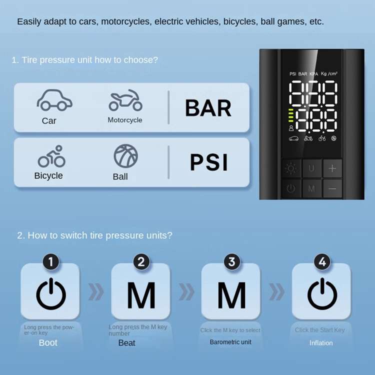T6 Car Digital Display Portable Smart Electric Wireless Air Pump(Black)