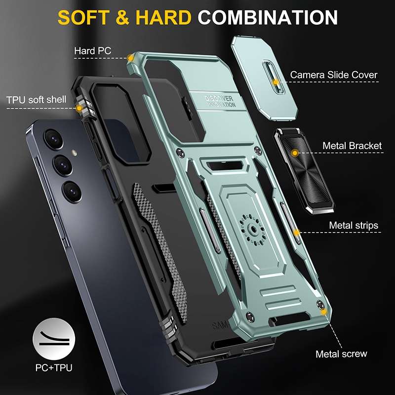 For Samsung Galaxy A16 4G Armor PC Hybrid TPU Camera Shield Phone Case
