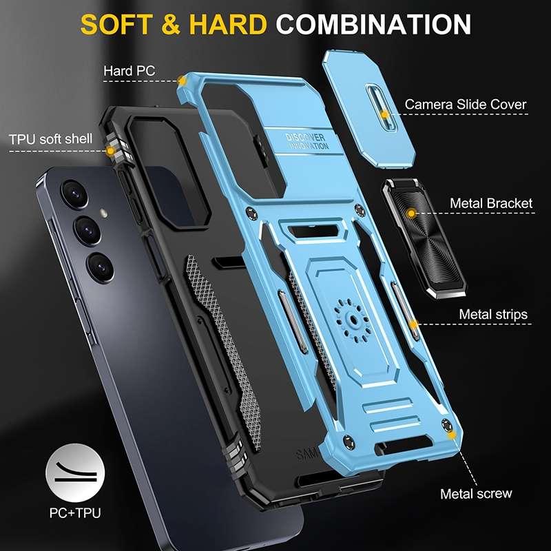 For Samsung Galaxy A16 4G Armor PC Hybrid TPU Camera Shield Phone Case