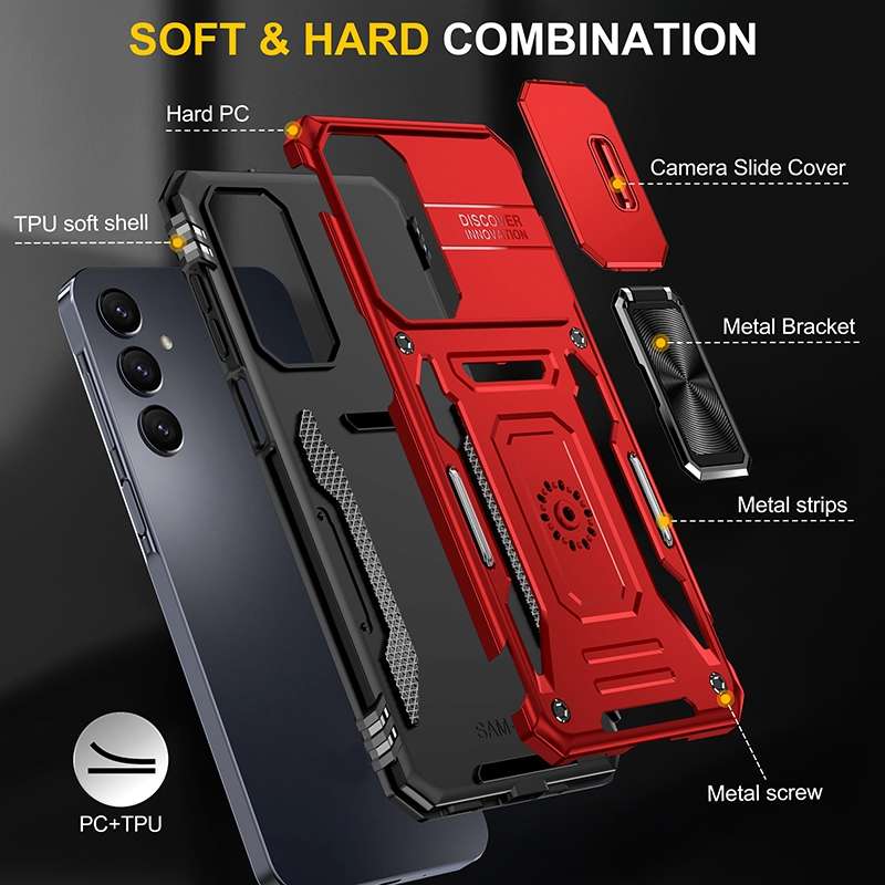 For Samsung Galaxy A16 4G Armor PC Hybrid TPU Camera Shield Phone Case