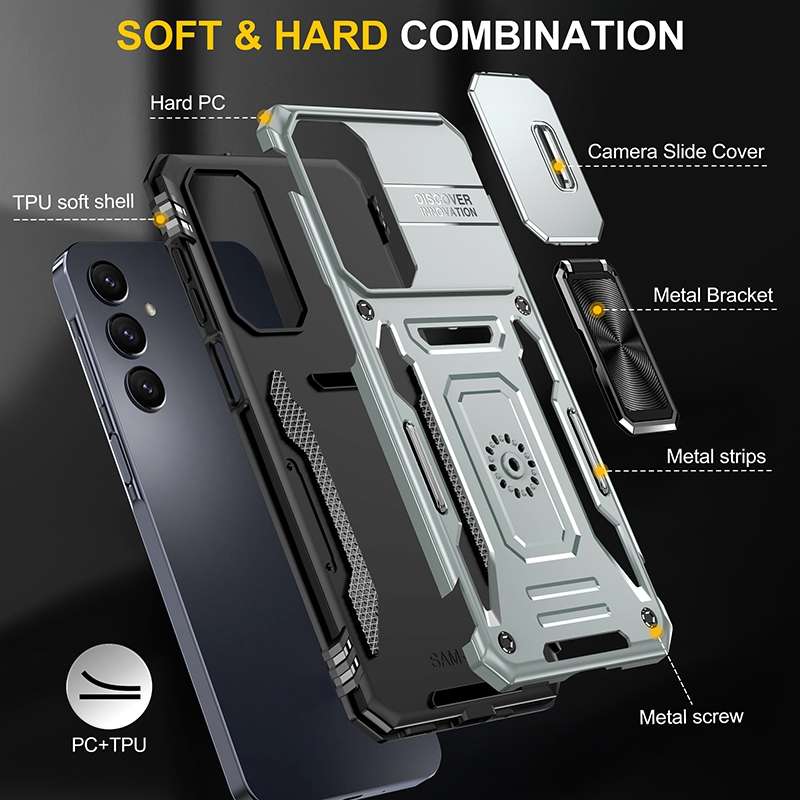For Samsung Galaxy A16 4G Armor PC Hybrid TPU Camera Shield Phone Case