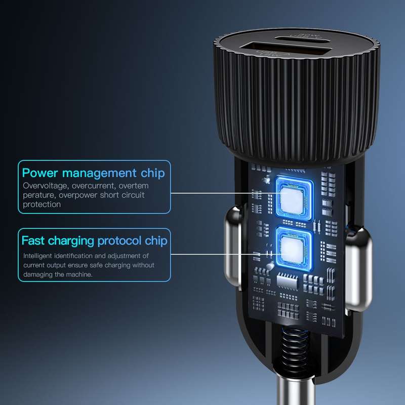 TOTU CC-1 36W Dual USB Ports Fast Charging Car Charger(Black)