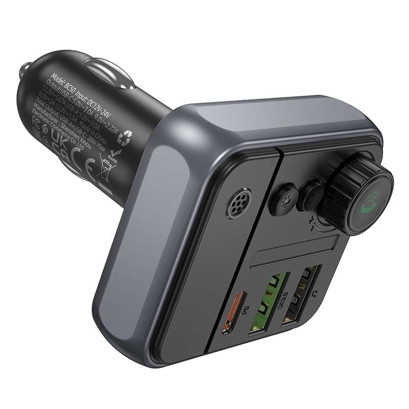 Borofone BC50 Ascenso PD20W & QC3.0 Car Bluetooth FM Transmitter(Black)