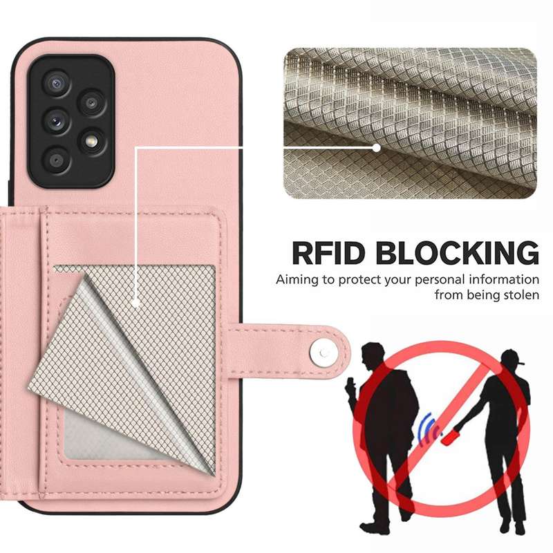 For Samsung Galaxy A52 Button Card Bag RFID Anti-theft Phone Case