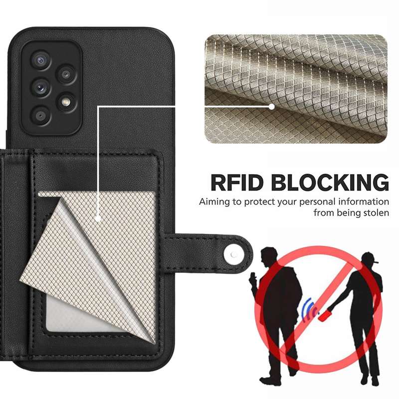 For Samsung Galaxy A52 Button Card Bag RFID Anti-theft Phone Case
