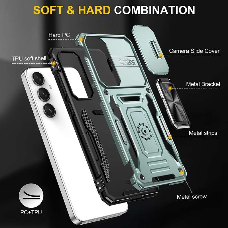 For Samsung Galaxy S24 FE 5G Armor PC Hybrid TPU Camera Shield Phone Case