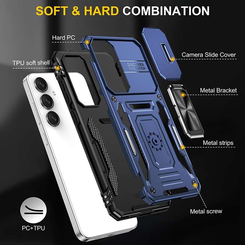 For Samsung Galaxy S24 FE 5G Armor PC Hybrid TPU Camera Shield Phone Case