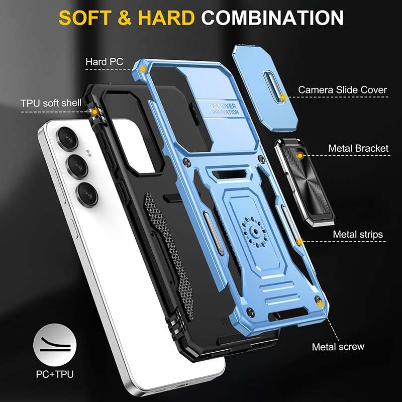 For Samsung Galaxy S24 FE 5G Armor PC Hybrid TPU Camera Shield Phone Case