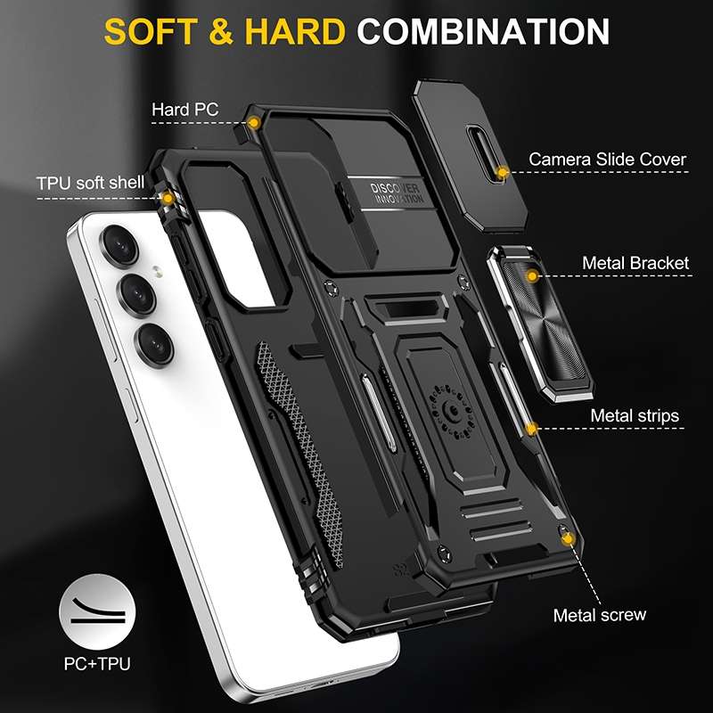 For Samsung Galaxy S24 FE 5G Armor PC Hybrid TPU Camera Shield Phone Case