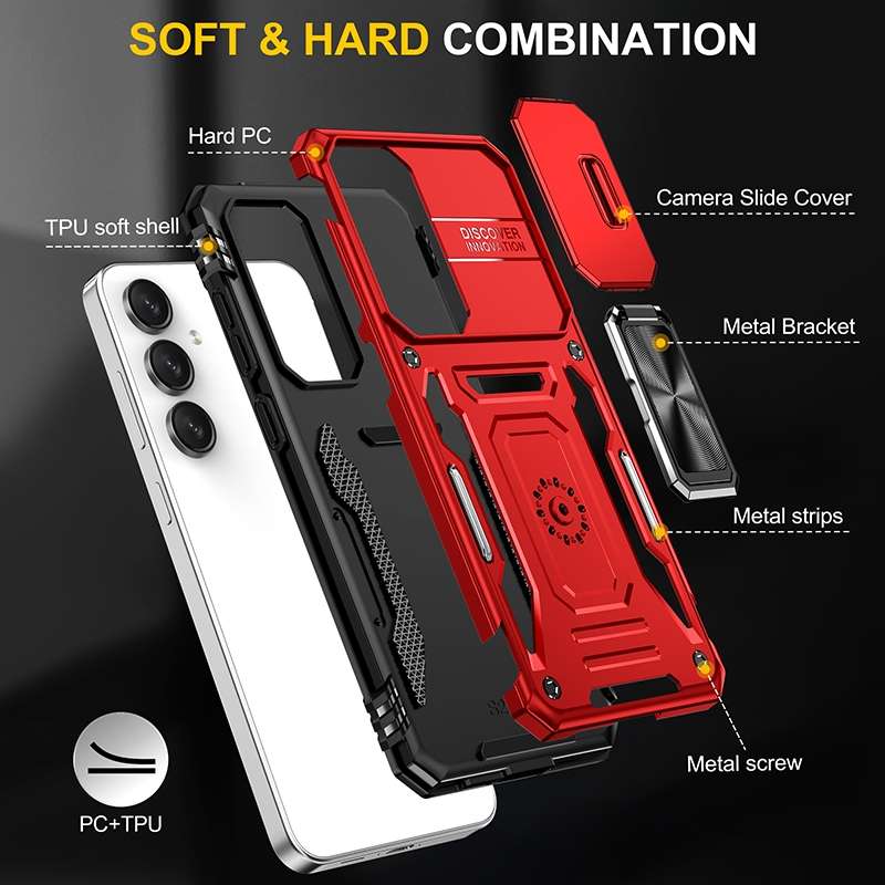 For Samsung Galaxy S24 FE 5G Armor PC Hybrid TPU Camera Shield Phone Case
