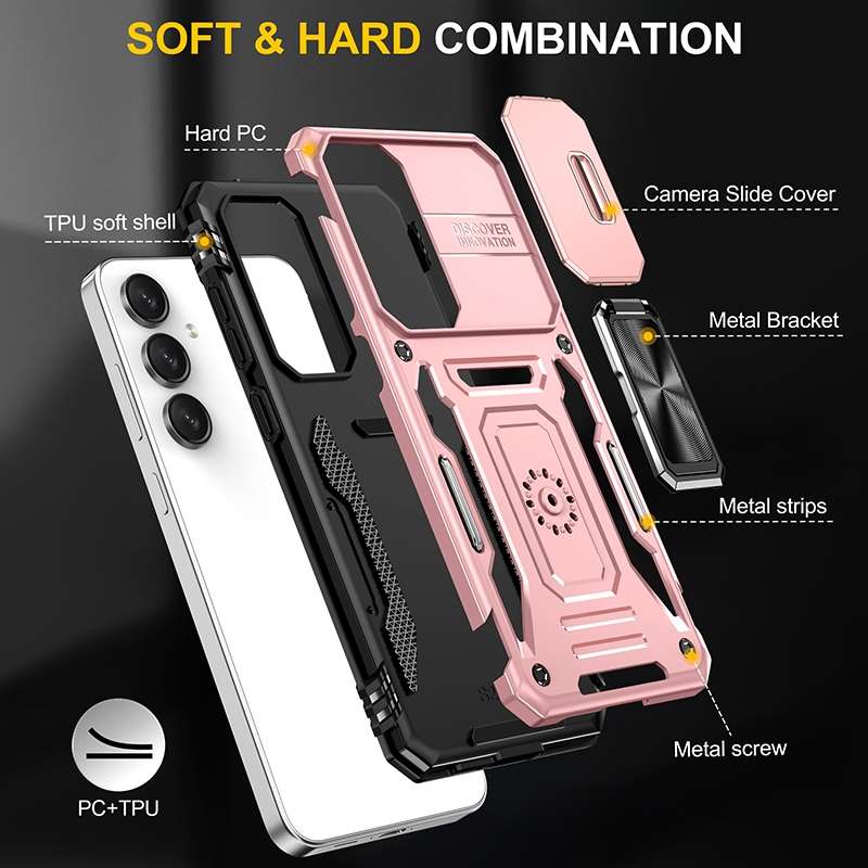 For Samsung Galaxy S24 FE 5G Armor PC Hybrid TPU Camera Shield Phone Case