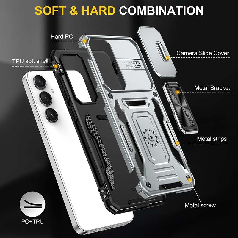 For Samsung Galaxy S24 FE 5G Armor PC Hybrid TPU Camera Shield Phone Case