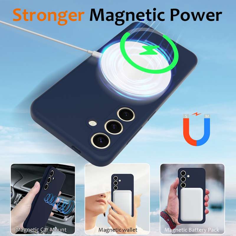 For Samsung Galaxy S24 FE 5G Shockproof Silicone Magsafe Phone Case(Navy Blue)