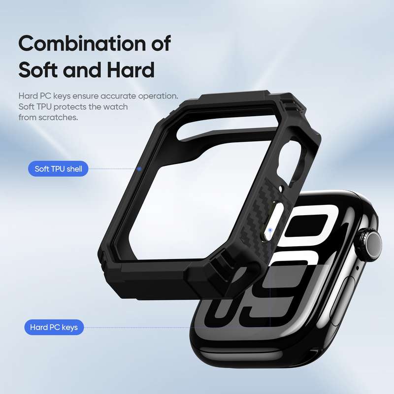 For Apple Watch Series 7 / 8 / 9 41mm DUX DUCIS Damo Series TPU+PC Hollow Watch Protective Case(Blac