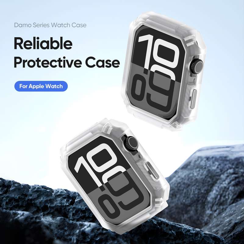 For Apple Watch Series 7 / 8 / 9 41mm DUX DUCIS Damo Series TPU+PC Hollow Watch Protective Case(Blac