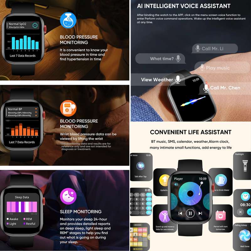 LC88 2 inch Square Screen BT Call Smart Watch, Heart Rate / Blood Pressure / Blood Oxygen / Sleep Mo