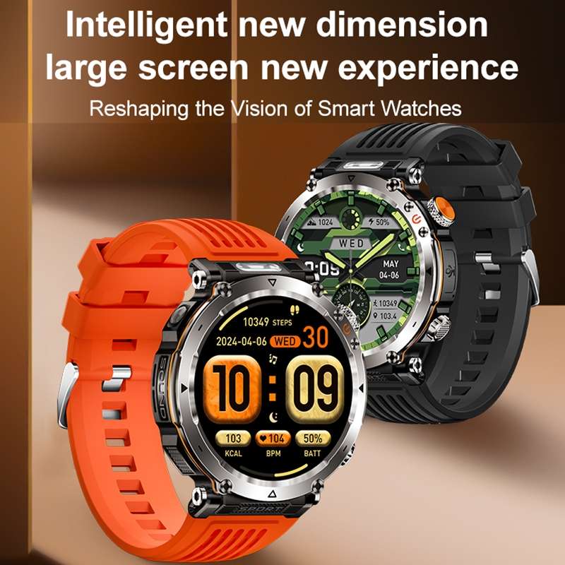 HT30 1.7 inch IP68 Waterproof Steel Band Smart Watch, Support Flashlight / Banknote Detector Light /