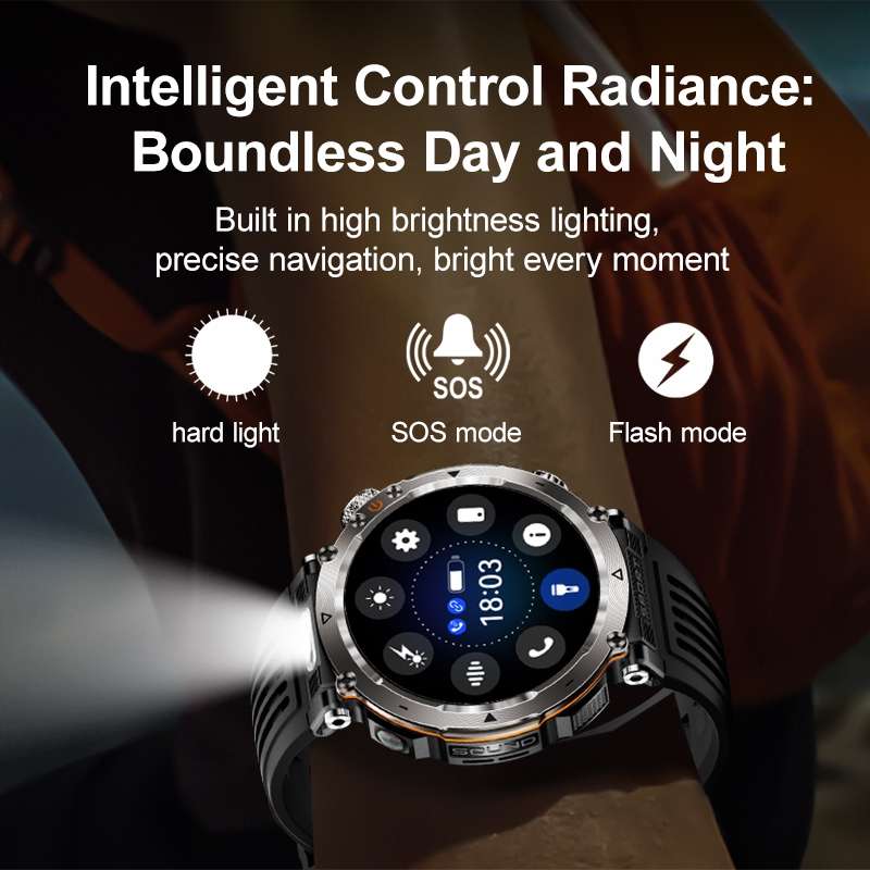 HT30 1.7 inch IP68 Waterproof Steel Band Smart Watch, Support Flashlight / Banknote Detector Light /