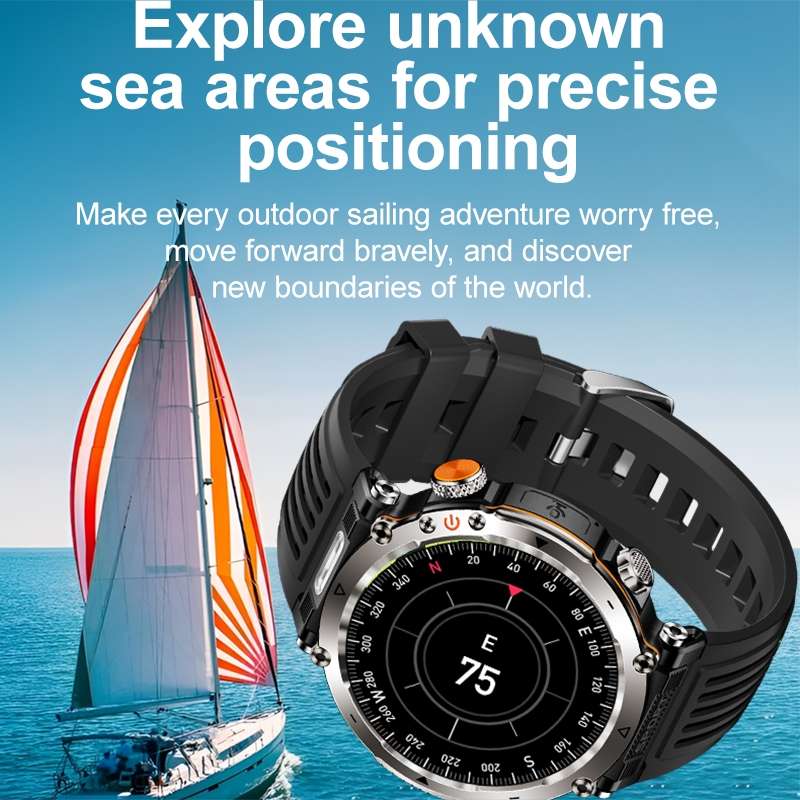 HT30 1.7 inch IP68 Waterproof Steel Band Smart Watch, Support Flashlight / Banknote Detector Light /