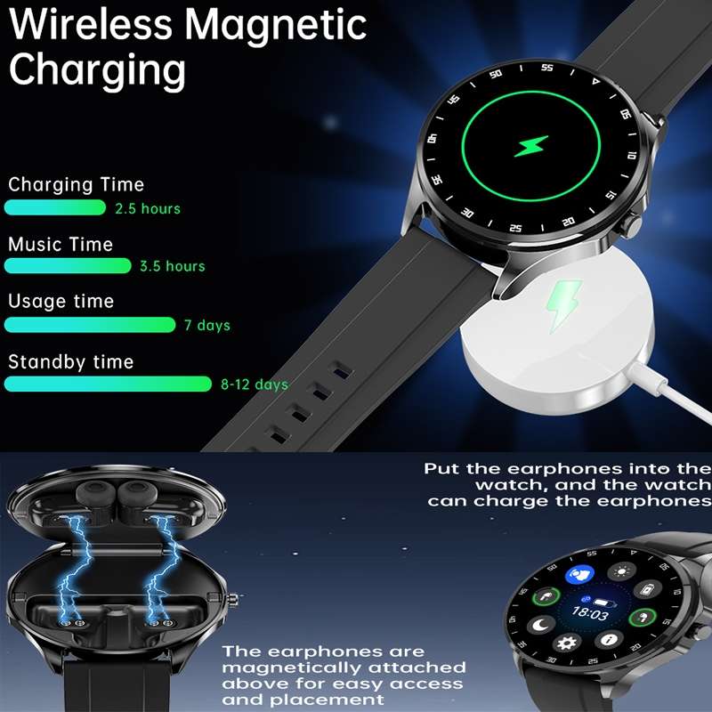 X20 1.43 inch IP67 Waterproof 2 in 1 Bluetooth Earphone Smart Watch
