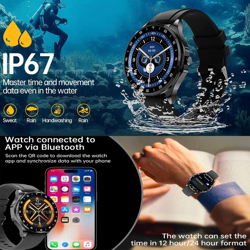 X20 1.43 inch IP67 Waterproof 2 in 1 Bluetooth Earphone Smart Watch