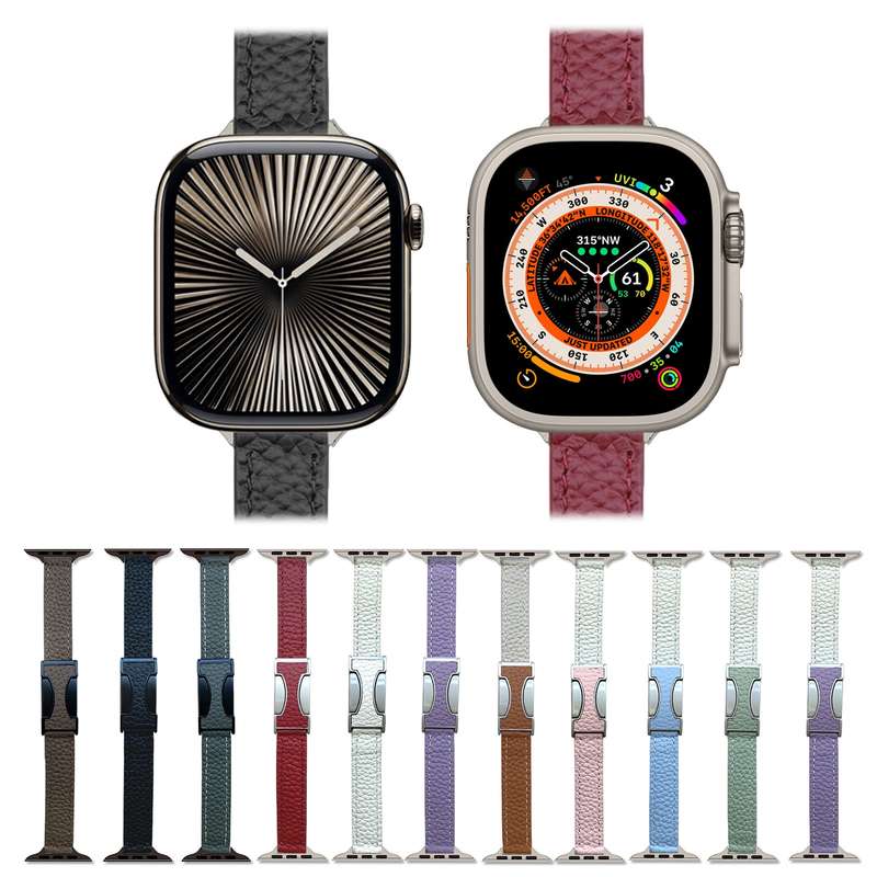For Apple Watch 42mm / 41mm / 40mm / 38mm 14mm Magnetic Buckle Litchi Leather Watch Band