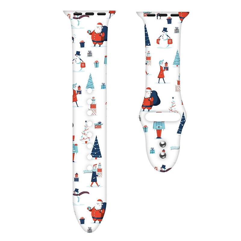 For Apple Watch 42mm / 41mm / 40mm / 38mm Christmas Pattern Silicone Watch Band