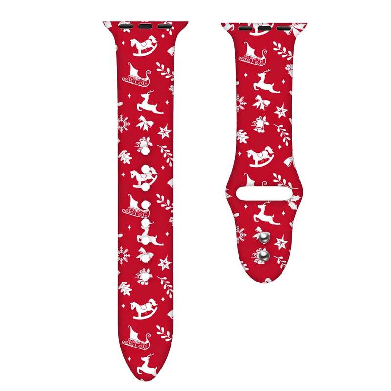 For Apple Watch 42mm / 41mm / 40mm / 38mm Christmas Pattern Silicone Watch Band