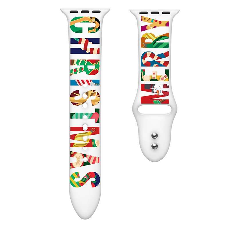 For Apple Watch 42mm / 41mm / 40mm / 38mm Christmas Pattern Silicone Watch Band